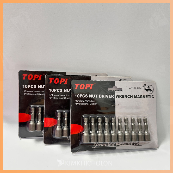 Bộ 10 Đầu Bắn Vít Tôn TOPI 8mm