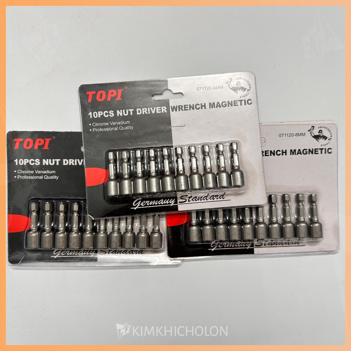 Bộ 10 Đầu Bắn Vít Tôn TOPI 8mm