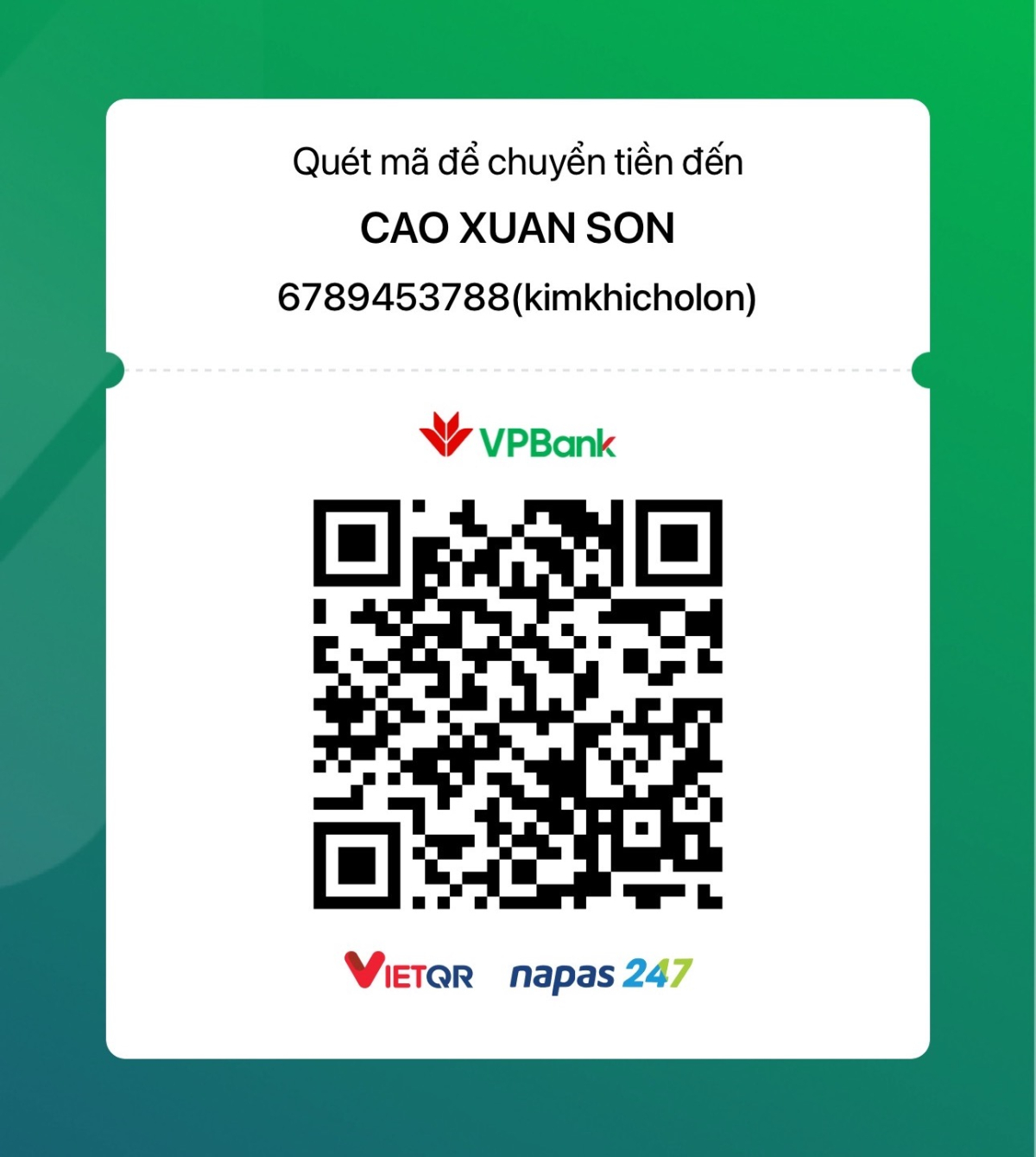 QR Code thông tin thanh toán Kim Khí Chợ Lớn